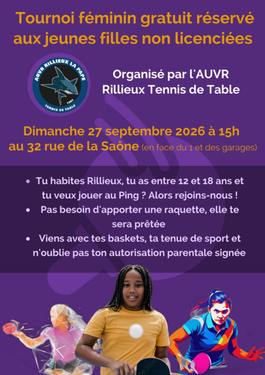 Tournoi pour les jeunes filles non licenciées - 27 septembre à 15h