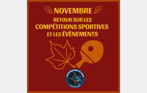 NOUVELLES DU CLUB DU MOIS DE NOVEMBRE