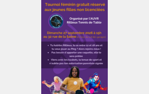 Tournoi pour les jeunes filles non licenciées - 27 septembre à 15h
