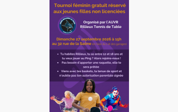Tournoi pour les jeunes filles non licenciées - 27 septembre à 15h